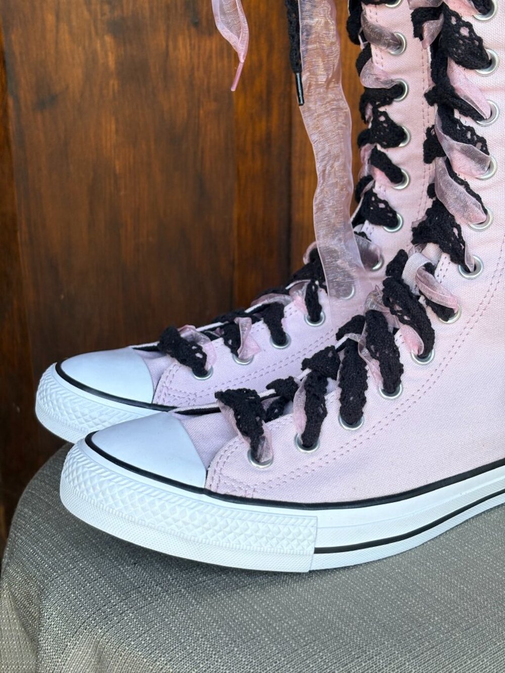 Converse Chuck Taylor XX-Hi Double Lace Summit Pink Knee High NWOB Size 10 W - Picture 8 of 14